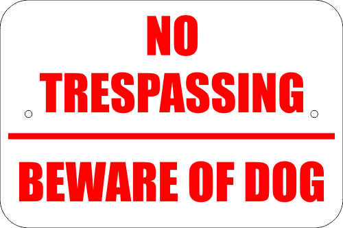 Warnschild 'Beware Of Dog No Trespassing' | Aluminium | 30,5x7,6 Cm | Wetterfest & Reflektierend