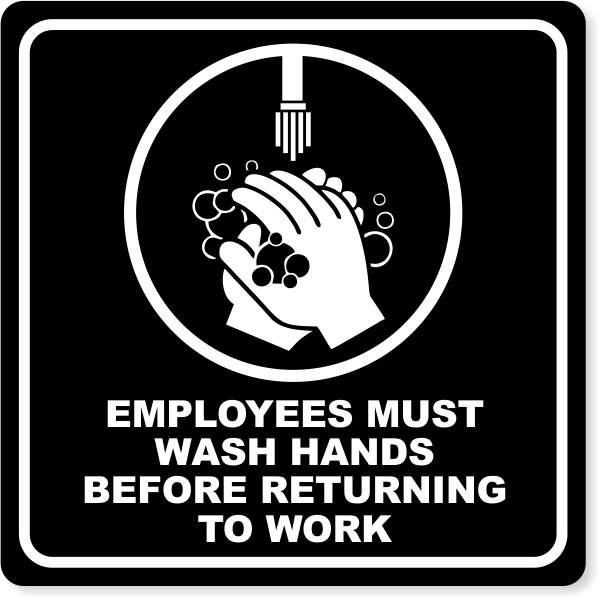 Employees Must Wash Hands Engraved Plastic Sign | 8" x 8" | Customsigns.com