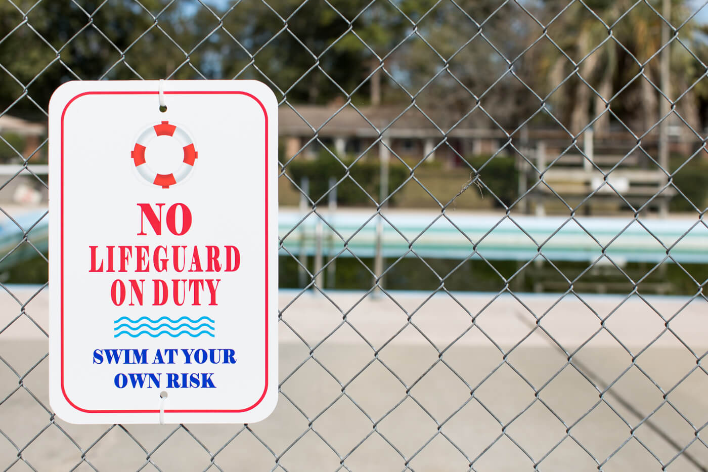 Aluminum Sign Saying NO LIFEGAURD ON DUTY