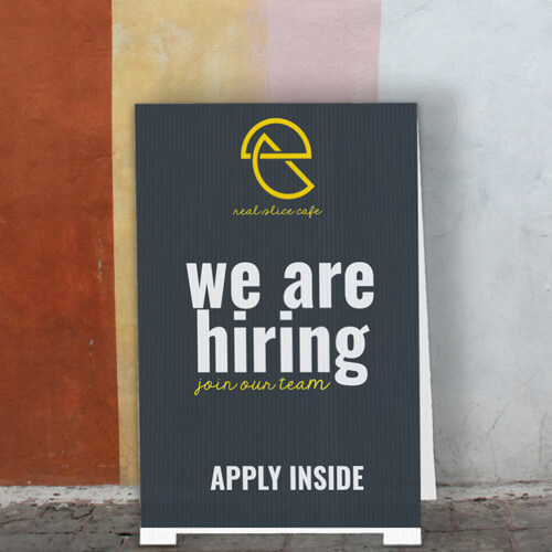 now hiring custom a frame sign