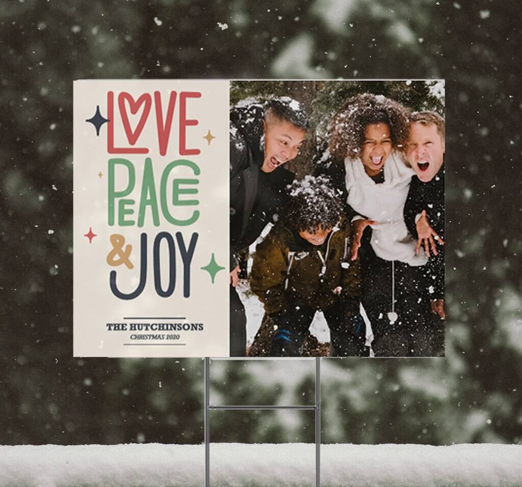 love peace and joy custom christmas yard sign