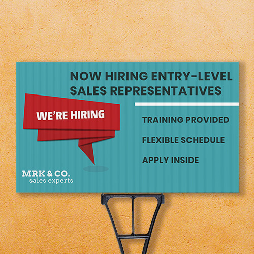 we're hiring custom yard sign