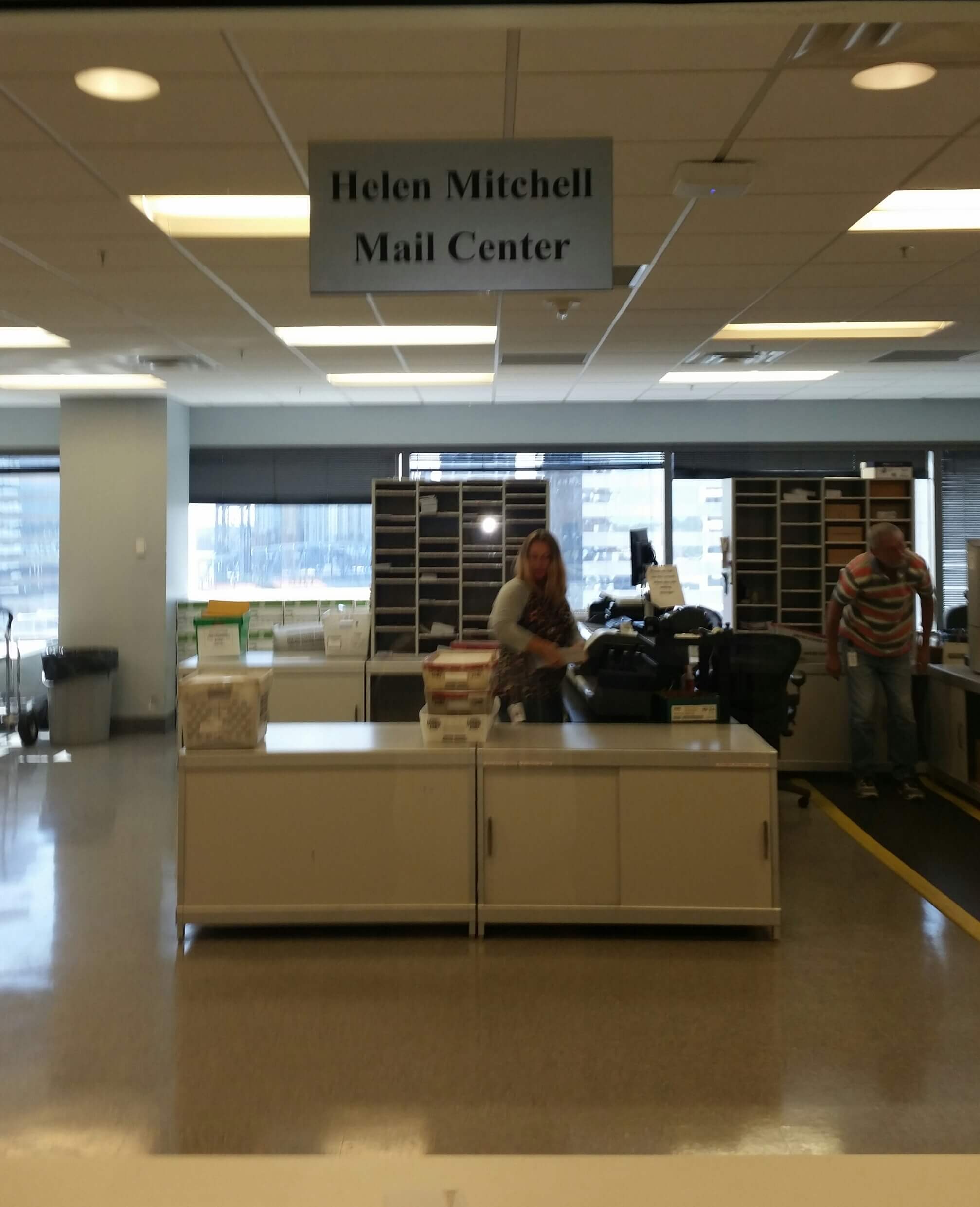 "Helen Mitchell Mail Center" Sign at TIAA Bank, Jacksonville, Florida