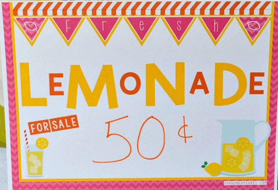 Lemonade Stand Yard Sign