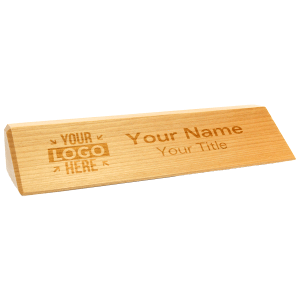 custom engraved wood desk plate