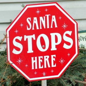 santa stops here christmas holiday custom sign
