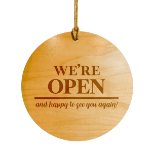 engraved wooden business sign