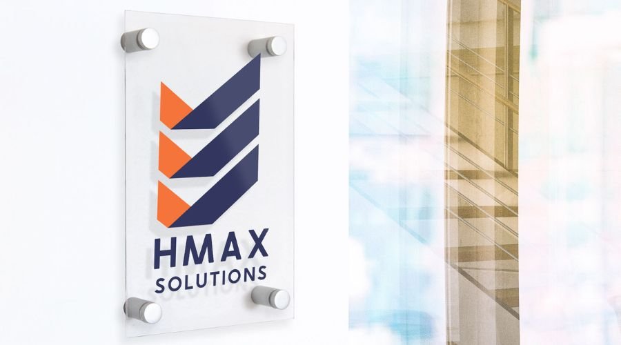 Acrylic sign hanging in an office