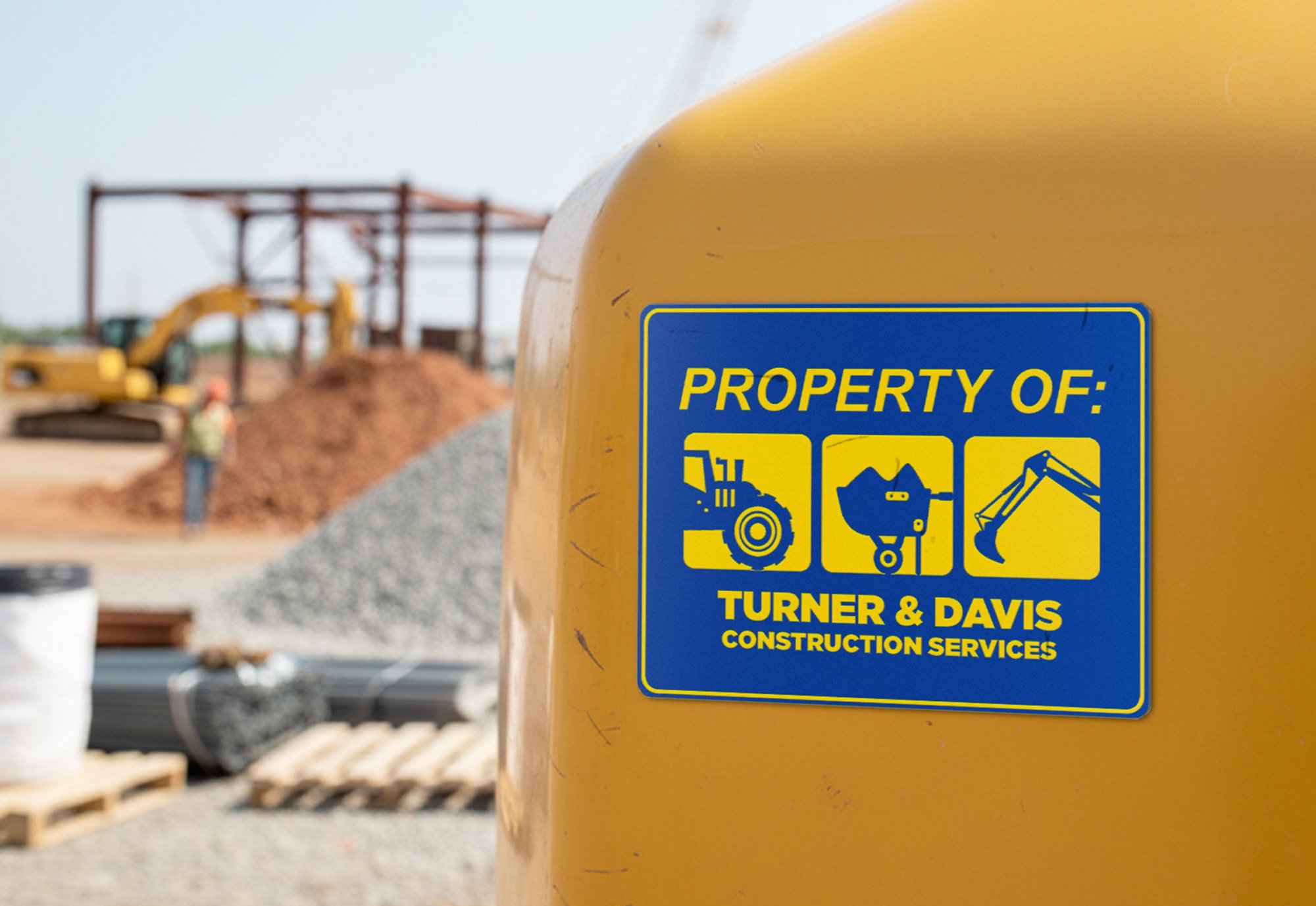 Engraved Plastic Sign at a Construction Site