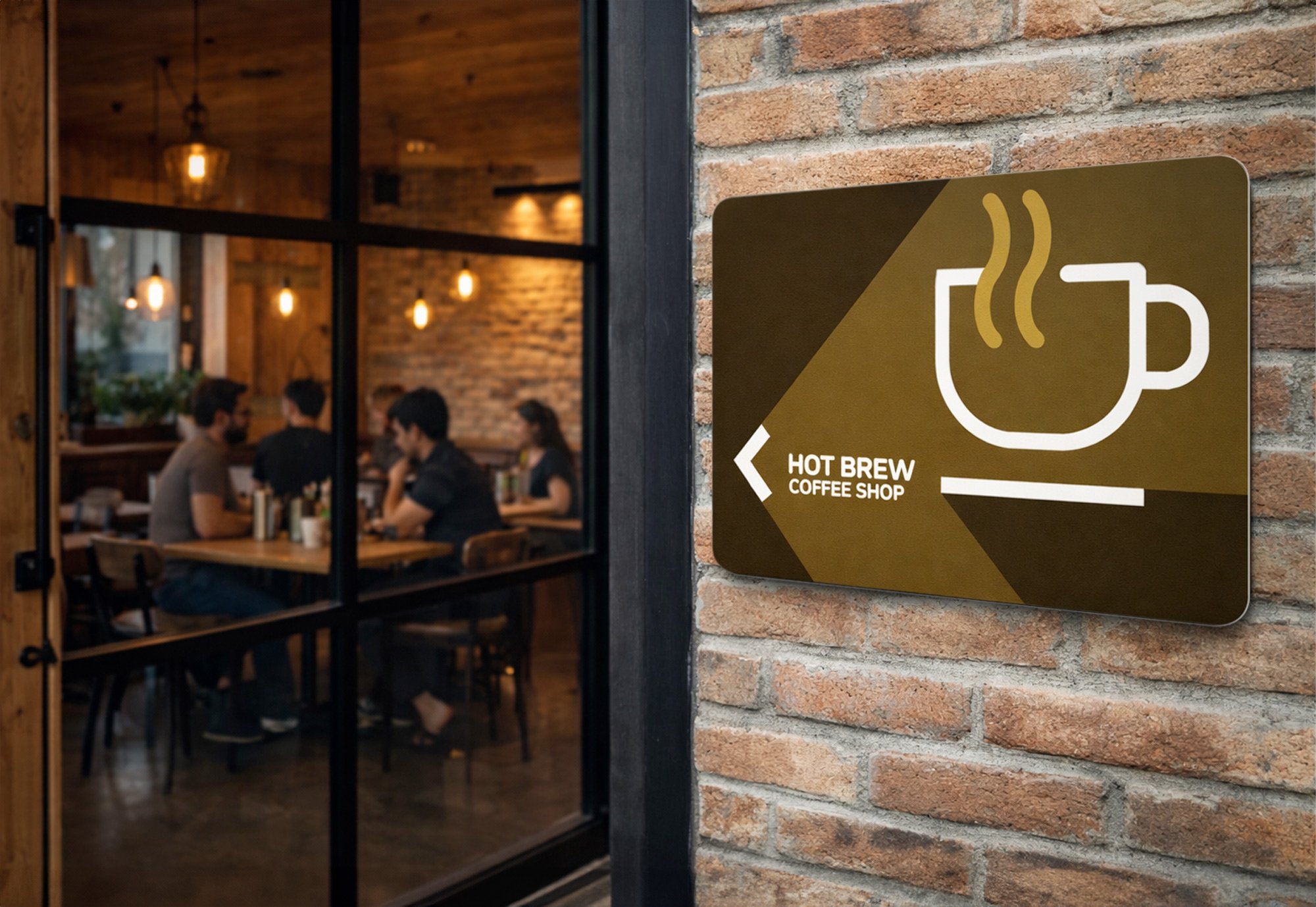 Printed Plastic Sign at a Cafe Entrance
