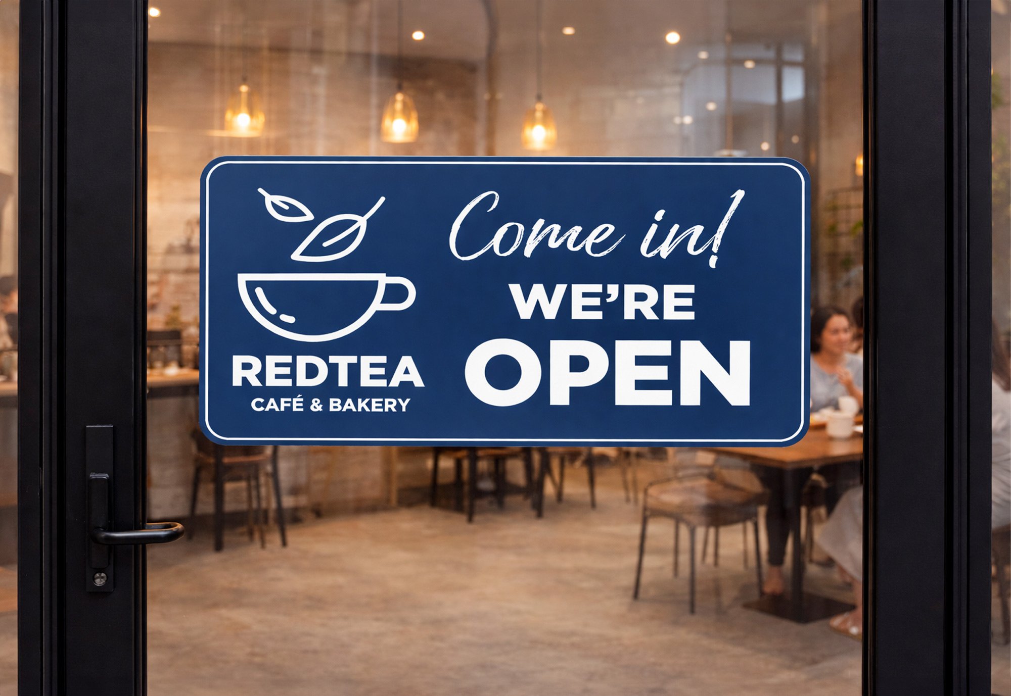 We Are Open Engraved Sign on a Window